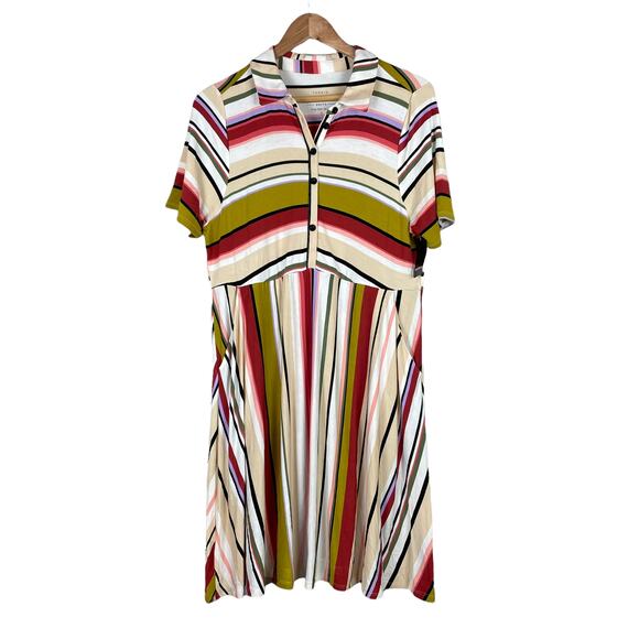 Torrid NWT Collared Skater Dress - Super Soft Multi Stripe Size 0X Short Sleeve - Picture 4 of 9